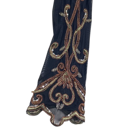 Cache Y2K Black Sheer Mesh Beaded Embroidered Top - Picture 11 of 15